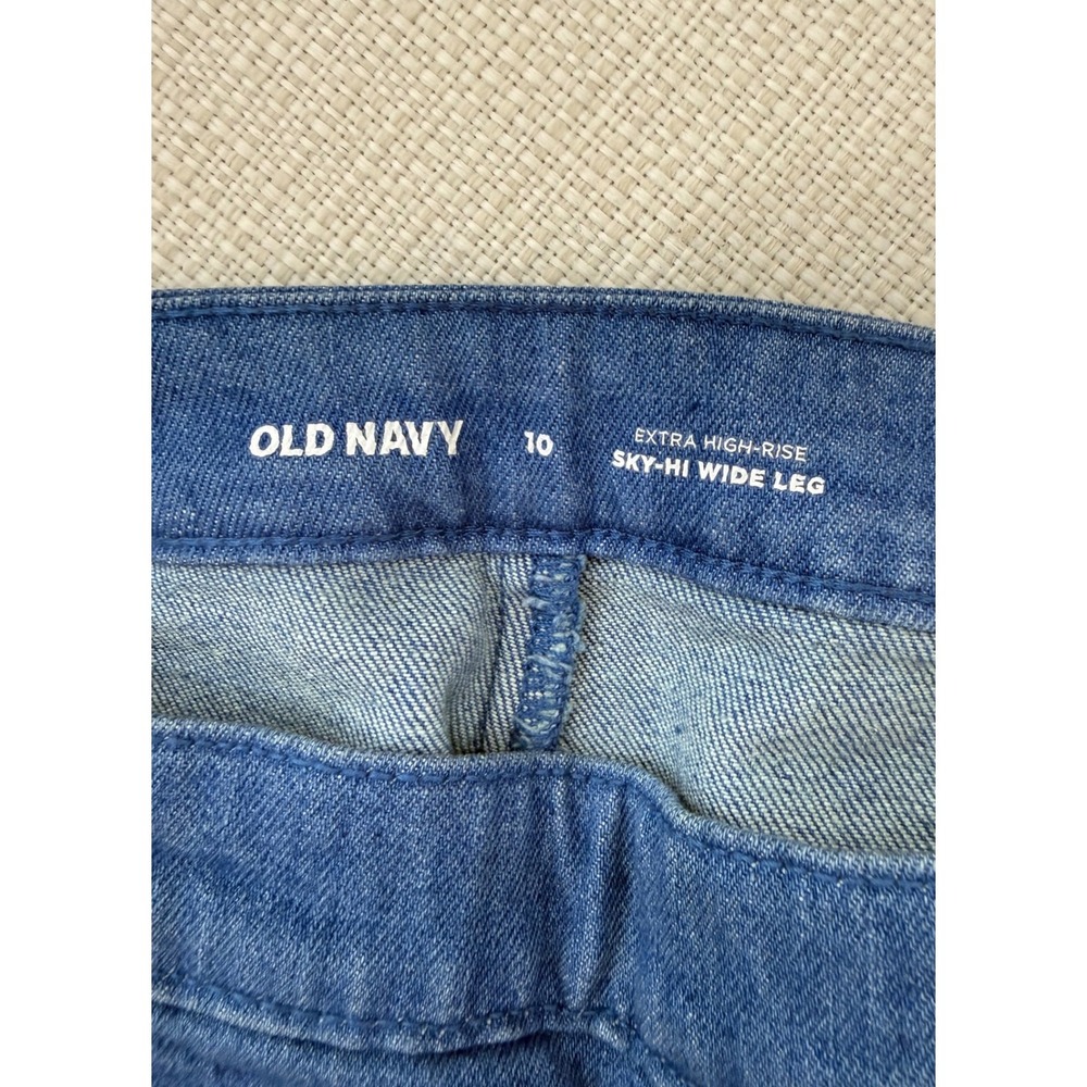 Old Navy Jeans Womens 10 Sky-Hi Wide Leg Sailor Button Denim Excellent - Picture 6 of 8